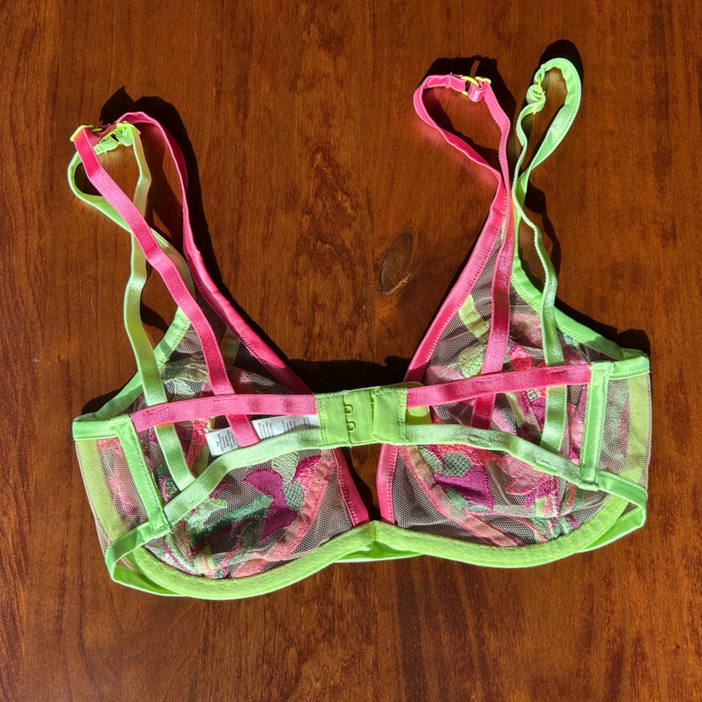 NWOT For Love & Lemons Neon Embroidered Bra - Picture 2 of 4
